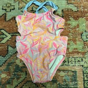 Colorful printed pink swimsuit